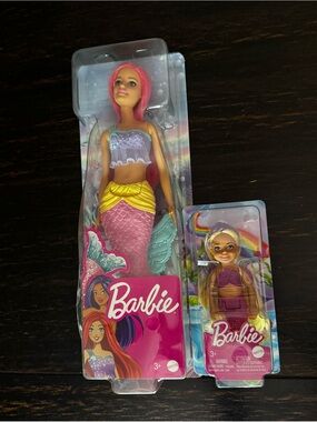 New! Barbie Dreamtopia Mermaid Doll Pink Hair + Chelsea Mermaid Bundle